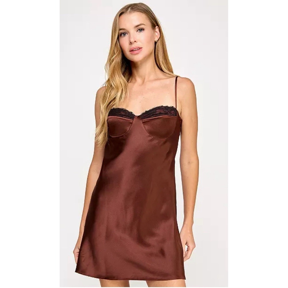 SENI & CADE Juniors' Satin‎ Bustier Slip Dress. Size S